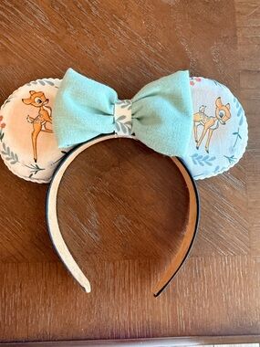 Disney Bambi Print Minnie Ears Headband with Mint Bow